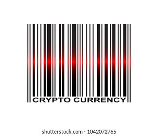 Crypto Currency Text And Laser Scanned Barcode Icon
