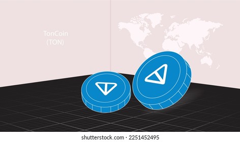 Crypto currency TonCoin (TON). Modern World exploring Blockchain, Digital money exchange, Global technology network connections banner.