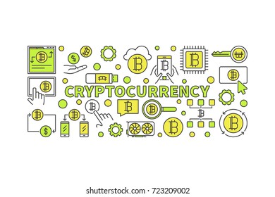 Crypto currency vector colorful illustration - cryptocurrency mining concept banner on white background