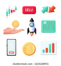 Crypto currency vector icon bitcoin exchange set