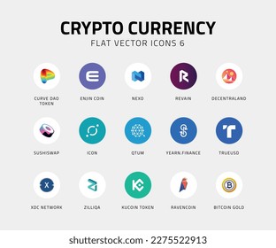 Crypto currency vector icons flat 6