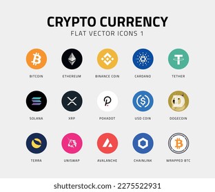 Crypto currency vector icons flat 1