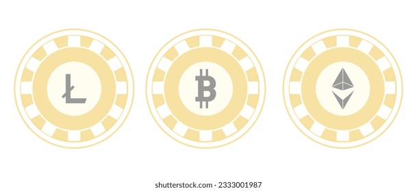 Iconos vectoriales de moneda criptográfica, conjunto de símbolos criptográficos, ilustración vectorial