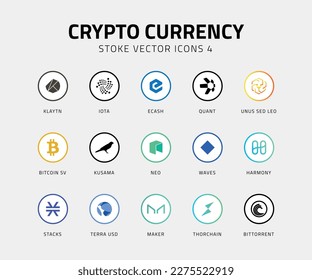 Crypto currency vector icons stoke 4
