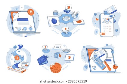 Crypto currency vector illustration. The economy is undergoing transformation as blockchain networks create new avenues for financial transactions The internet has revolutionized way we interact