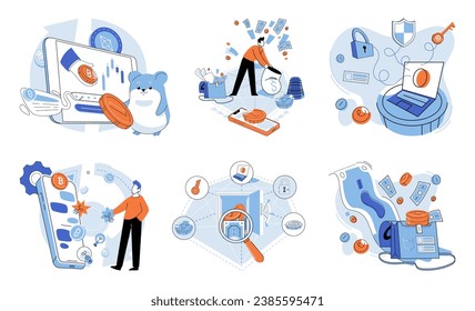 Crypto currency vector illustration. Money in digital era is no longer confined to physical cash it encompasses digital currencies as well The financial sector is witnessing paradigm shift