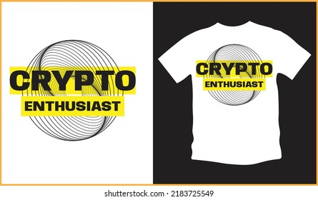 Crypto currency vector t shirt design for crypto enthusiast. Geometric shapes, yellow color and bold font. Very beautiful design.