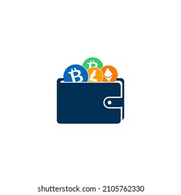 Kryptowährungs-Portemonnaie-Logo, Vektorgrafik