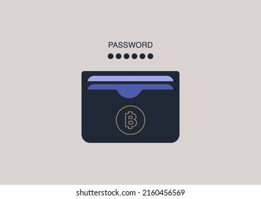 A crypto currency wallet password concept, a protected account