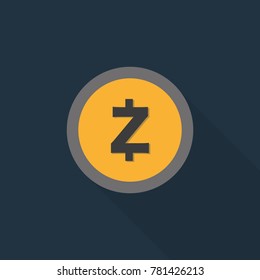 Crypto currency zcash flat icon style on deep blue background.