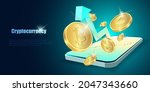 Crypto currency,Crypto on Mobile. Crypto coin with growth graph. International stock exchange. Cripto currency uptrend