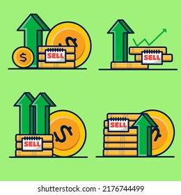 Moneda criptográfica, Cripto en móvil. Moneda criptográfica con ilustración vectorial del gráfico de crecimiento