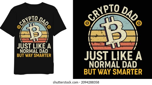 Crypto dad best retro bitcoin t-shirt design template