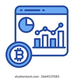 Crypto Dashboard Icon Blue Vector Illustration