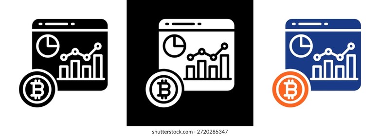 Crypto Dashboard Symbolsatz Glyphe Vektorgrafik