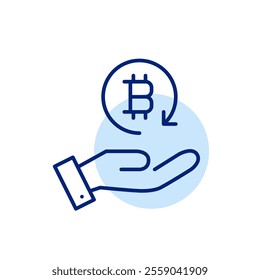 Crypto deposit, bitcoin wallet top up. Digital currency and secure finance. Pixel perfect, editable stroke icon