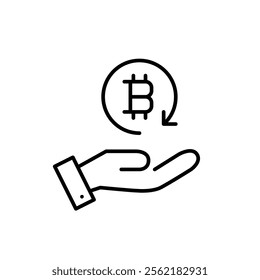 Crypto deposit, bitcoin wallet top up. Digital currency and secure finance. Pixel perfect vector icon