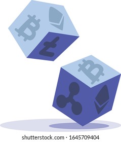Crypto dice illustration for blockchain and crypto startups