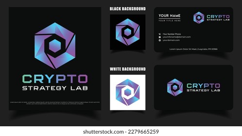 Crypto Digital Lab With Molecule Element For Token Or Technology logo Vector Design
