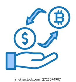 Ícone de troca de criptografia azul Dualtone Design Vetor Ilustração