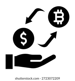 Ilustración vectorial de diseño de glifo de ícono de intercambio criptográfico
