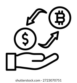 Ilustración vectorial de diseño de línea de íconos de intercambio criptográfico