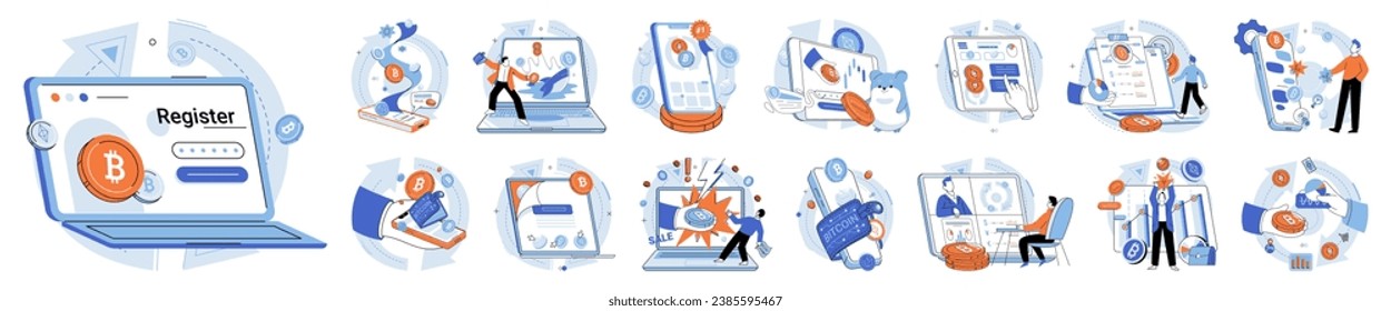 Crypto exchange vector illustration. The adoption crypto currencies has spurred economic innovation and entrepreneurial opportunities The internet serves as global marketplace for crypto currencies