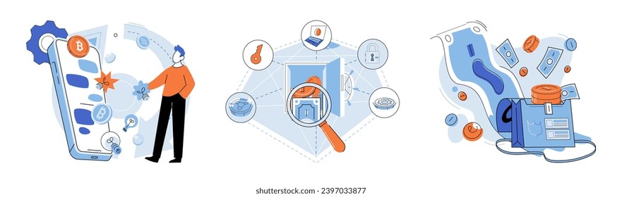 Crypto exchange vector illustration. The concept tokenization enables fractional ownership and liquidity assets through crypto currencies Cryptocurrencies have disrupted traditional economic models