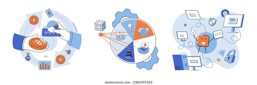Crypto exchange vector illustration. The rise crypto currencies has stimulated economic growth and financial inclusion Digital wallets serve as secure repositories for storing and managing various