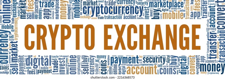 Crypto Exchange word cloud conceptual design isolated on white background.