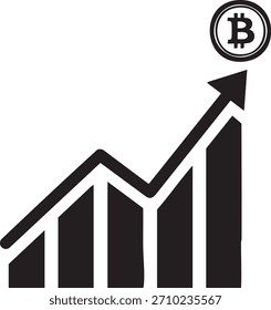 Siluetas ascendentes del gráfico financiero de la criptografía aisladas en el fondo blanco