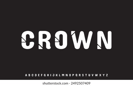 Crypto font alphabet letters. Future logo typography. Creative minimalist typographic design. Cropped letters set for science technology, space research logo type, hud text, headline, scifi cover
