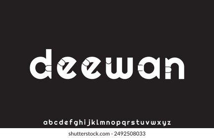 Crypto font alphabet letters. Future logo typography. Creative minimalist typographic design. Cropped letters set for science technology, space research logo type, hud text, headline, scifi cover