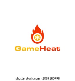 Crypto Game with Fire Flame Logo Design