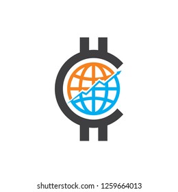 crypto globe logo vector ilustration