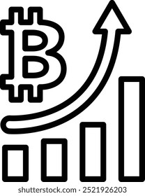 Ícone ou Ilustração do Gráfico de Criptografia Mostrando Tendências de Preço de Criptomoedas e Análise de Mercado