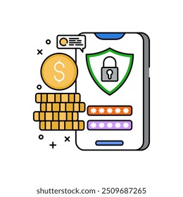 Crypto Guardian Fill Color Icon, Vector illustration