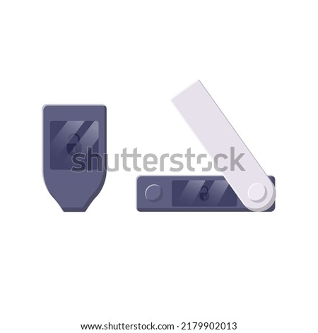 Crypto Hardware Wallet Flat Illustration. Clean Icon Design Element on Isolated White Background