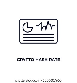 Krypto-Hashrate-Gliederungssymbol. Linearer Vektor aus dem Kryptowährungskonzept. Dünnzeiliges Krypto-Hashrate-Symbol einzeln auf weißem Hintergrund