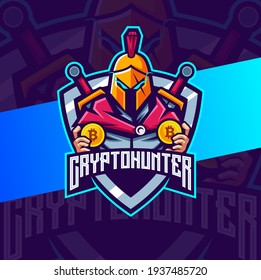 crypto hunter spartan mascot logo designs