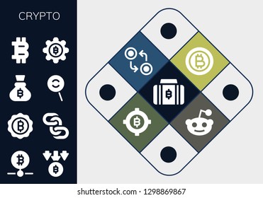  crypto icon set. 13 filled crypto icons. Simple modern icons about  - Bitcoin, Chains, Dodge, Currency, Reddit