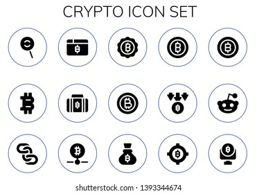 crypto icon set. 15 filled crypto icons.  Collection Of - Dodge, Bitcoin, Reddit, Chains