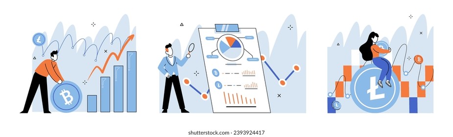 Crypto invest. Vector illustration. The crypto investment concept revolves around capitalizing on potential growth digital currencies Cryptocurrency trading involves buying and selling digital assets