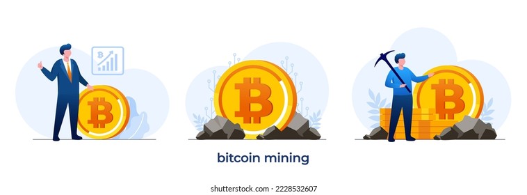 Crypto investing and mining. Digital assets. People hold and invest on bitcoin. cryptocurrency vector illustration for website landing page template