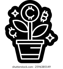 Crypto Investment glyph solid icon