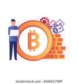 Ilustración vectorial de inversión criptográfica que puede editar o modificar fácilmente

