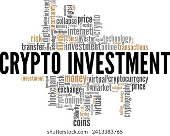 Crypto Investment Wort Cloud konzeptionelles Design einzeln auf weißem Hintergrund.