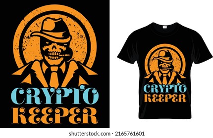 crypto keeper.Cryptocurrency T Shirt Design Template.