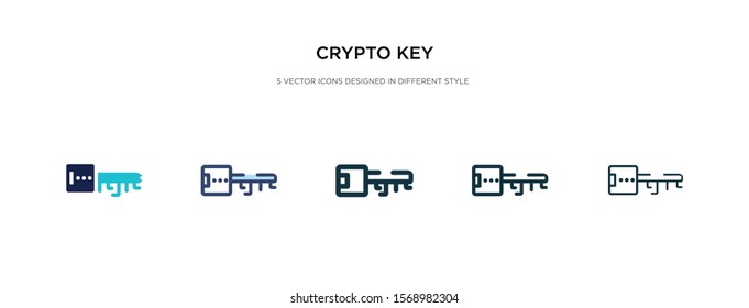 crypto key icon in different style vector illustration. two colored and black crypto key vector icons designed in filled, outline, line and stroke style can be used for web, mobile, ui