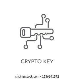crypto key linear icon. Modern outline crypto key logo concept on white background from Cryptocurrency economy and finance collection. Suitable for use on web apps, mobile apps and print media.